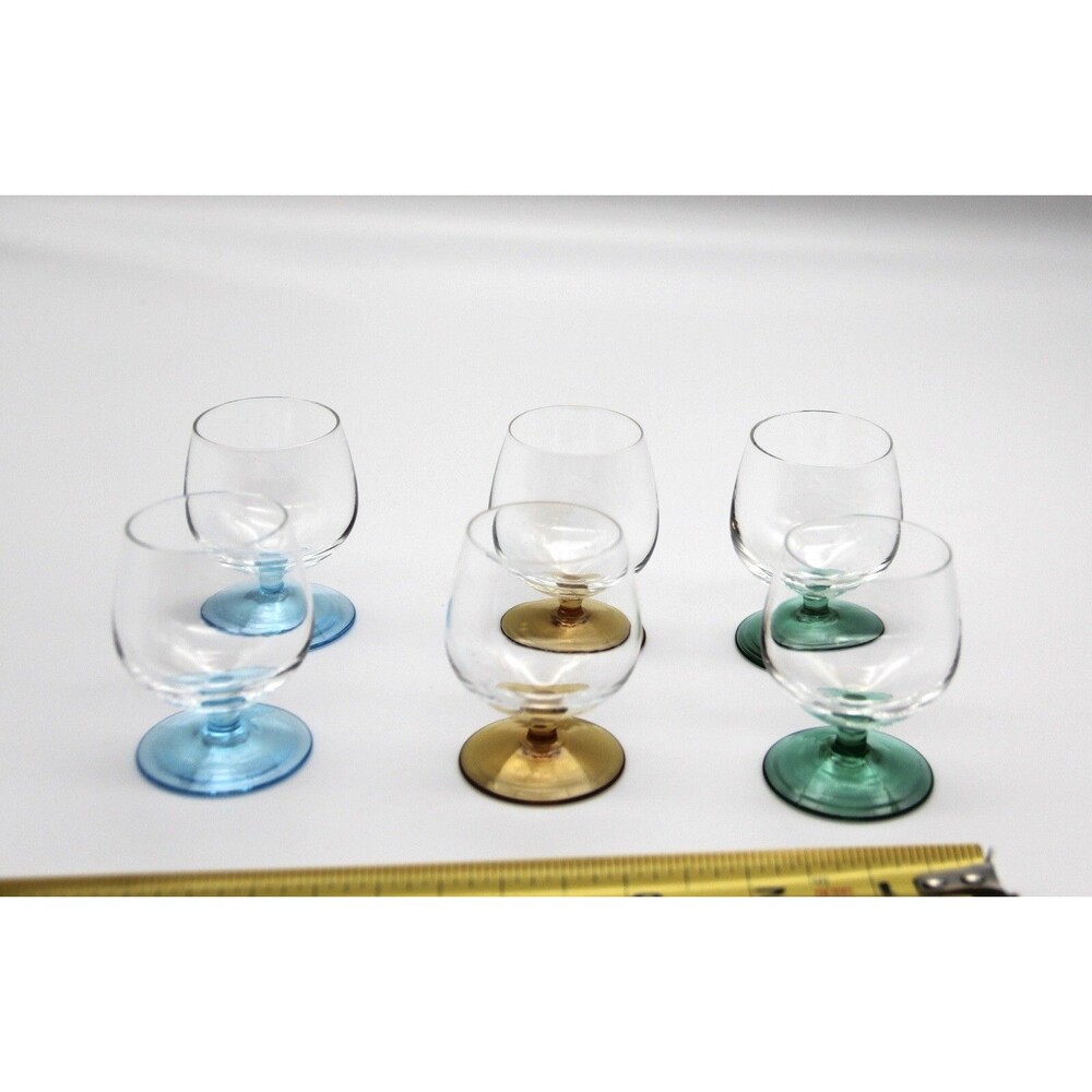 Vintage Miniature Brandy Snifter Cordial Glasses Multicolor Set of 6 Barware